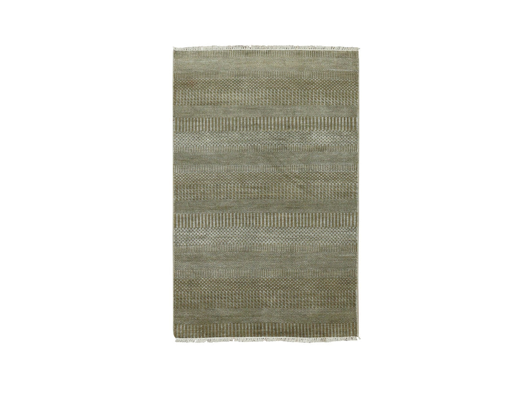 3'0" x 5'2" New Hand Knotted Brown Wool & Silk Rectangle Oriental Rug - MOA10279344