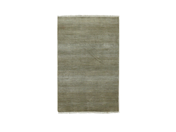 3'0" x 5'2" New Hand Knotted Brown Wool & Silk Rectangle Oriental Rug - MOA10279344