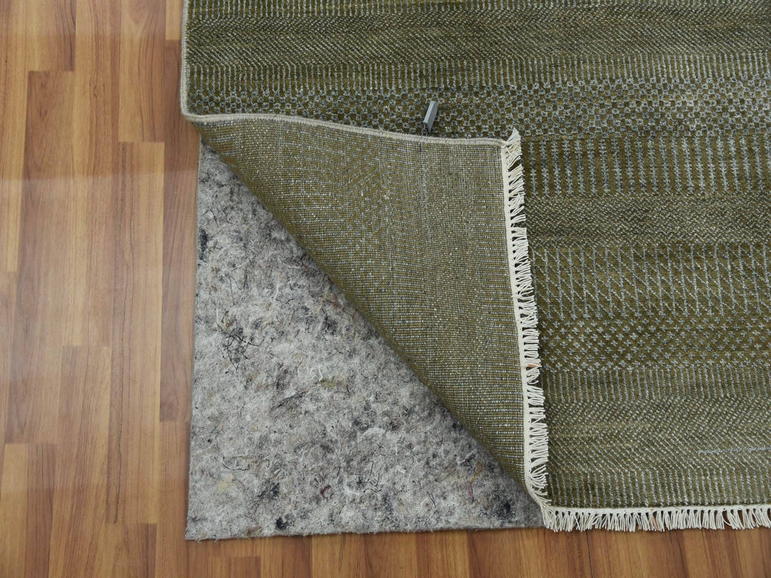 3'0" x 5'2" New Hand Knotted Brown Wool & Silk Rectangle Oriental Rug - MOA10279344