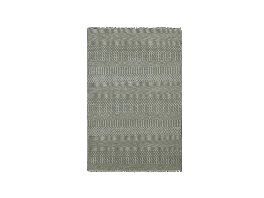 3'0" x 5'3" New Hand Knotted Grey Wool & Silk Rectangle Oriental Rug - MOA10279353