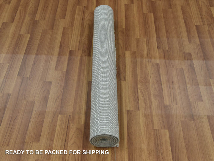 3'0" x 5'3" New Hand Knotted Grey Wool & Silk Rectangle Oriental Rug - MOA10279353