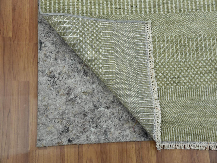 3'0" x 5'3" New Hand Knotted Green Wool & Silk Rectangle Oriental Rug - MOA10279354