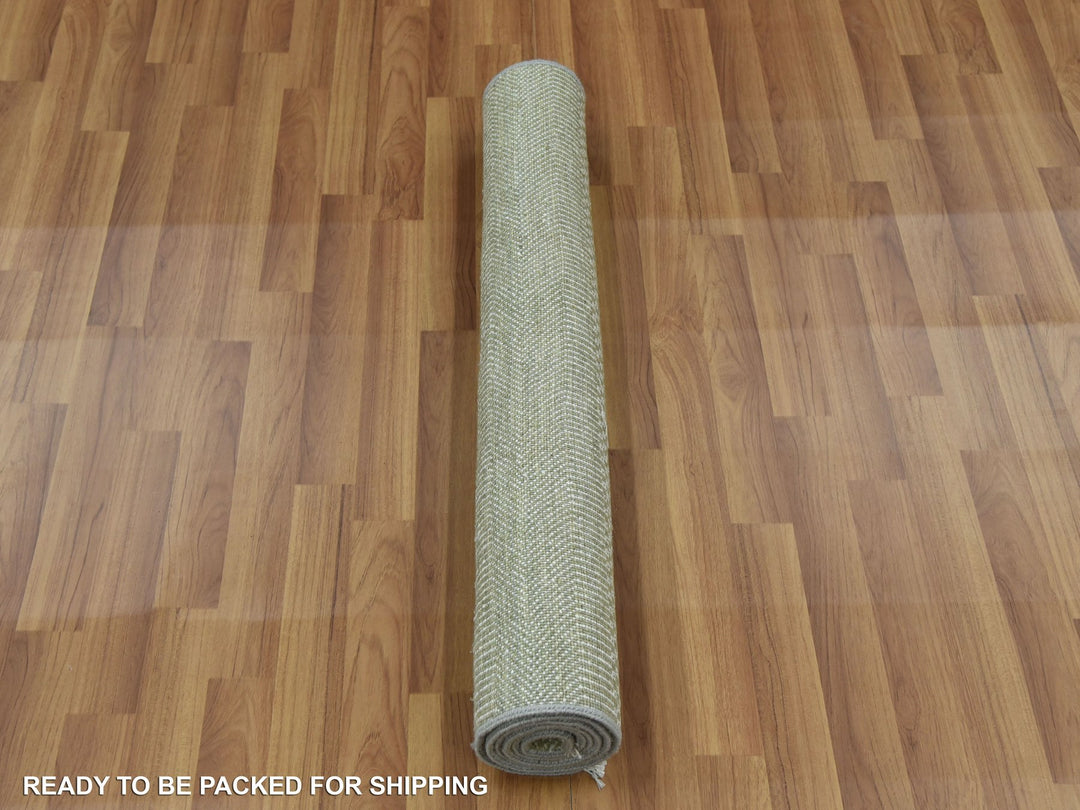 3'0" x 5'3" New Hand Knotted Green Wool & Silk Rectangle Oriental Rug - MOA10279354