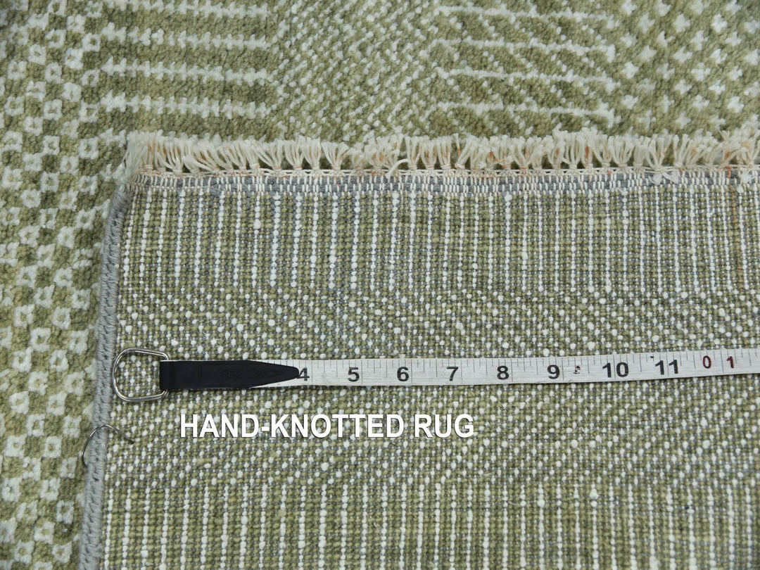 3'0" x 5'3" New Hand Knotted Green Wool & Silk Rectangle Oriental Rug - MOA10279354