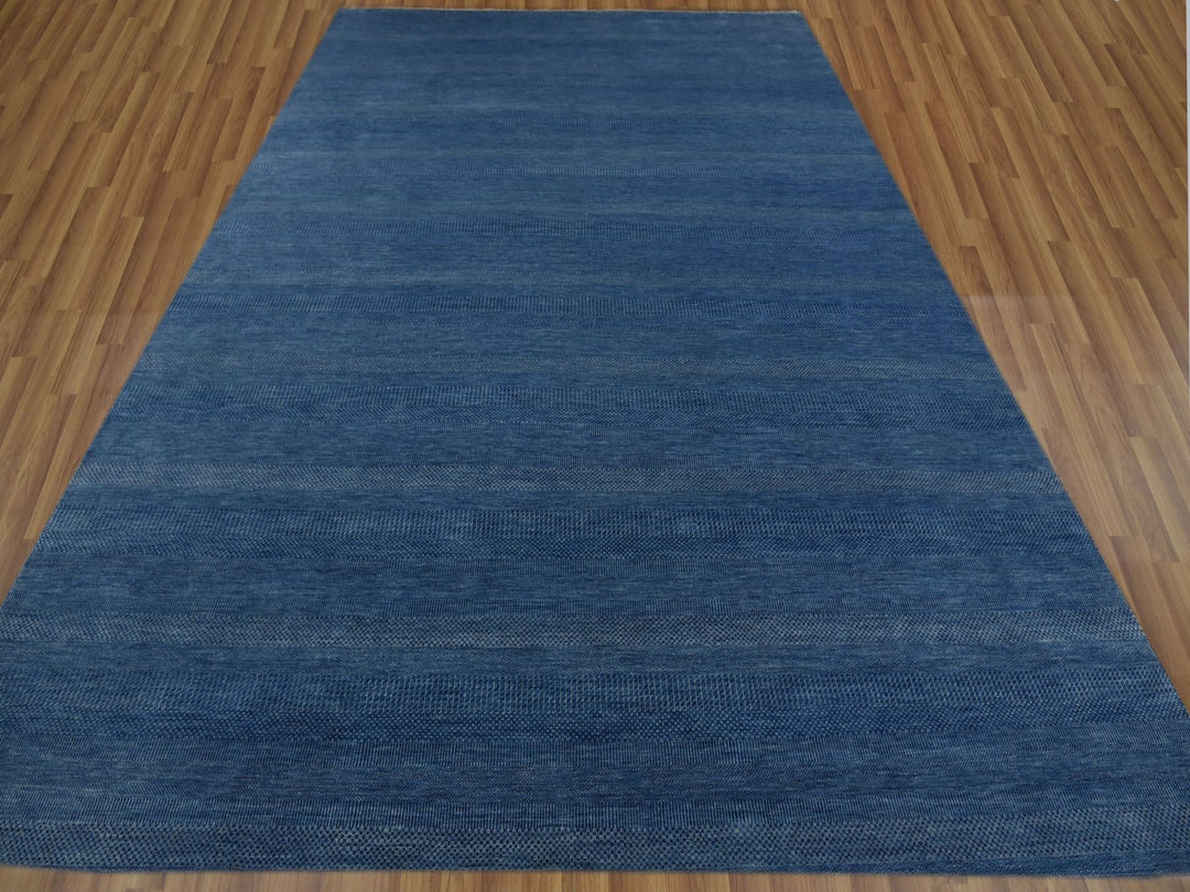 12'0" x 18'0" New Hand Knotted Blue Wool & Silk Rectangle Oriental Rug - MOA10279358
