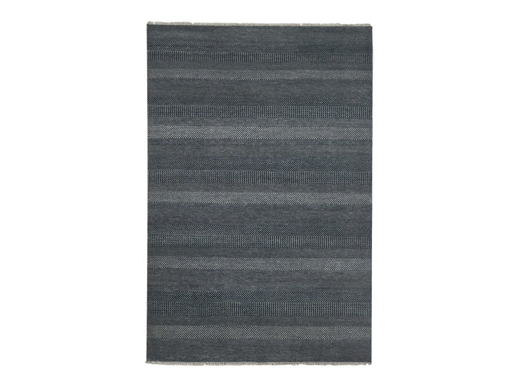 6'0" x 9'0" New Hand Knotted Blue Wool & Silk Rectangle Oriental Rug - MOA10279363