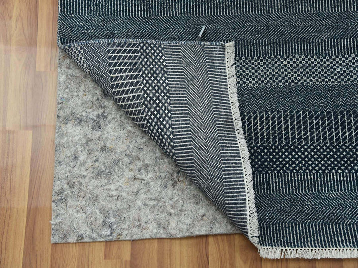 6'0" x 9'0" New Hand Knotted Blue Wool & Silk Rectangle Oriental Rug - MOA10279363