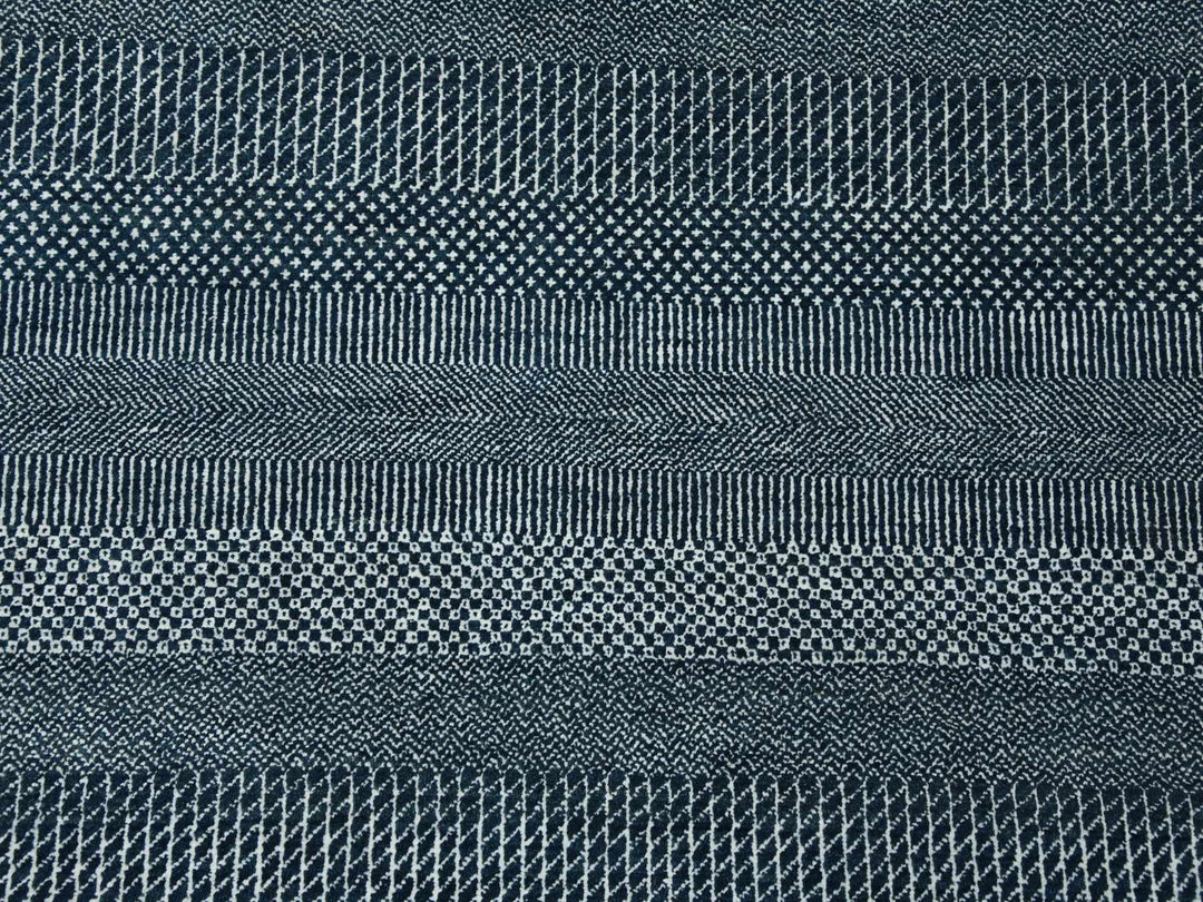 6'0" x 9'0" New Hand Knotted Blue Wool & Silk Rectangle Oriental Rug - MOA10279363