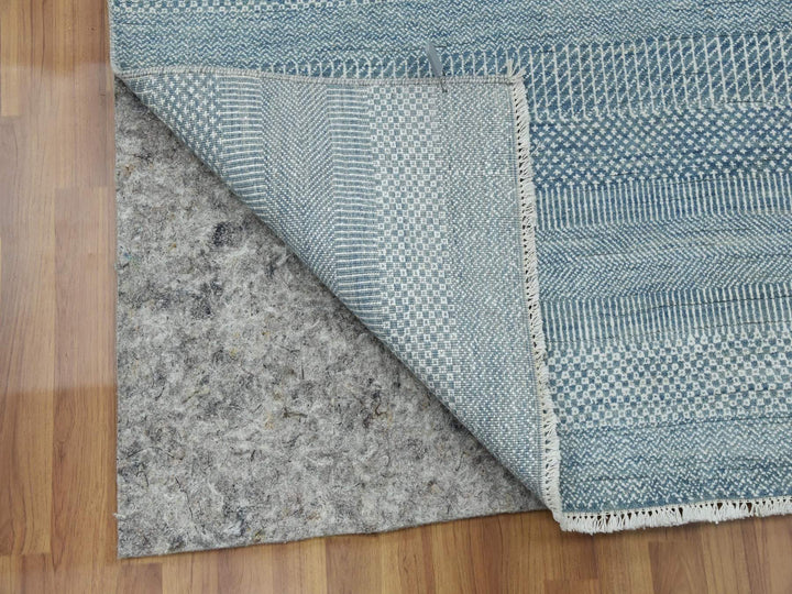 6'0" x 9'3" New Hand Knotted Blue Wool & Silk Rectangle Oriental Rug - MOA10279364