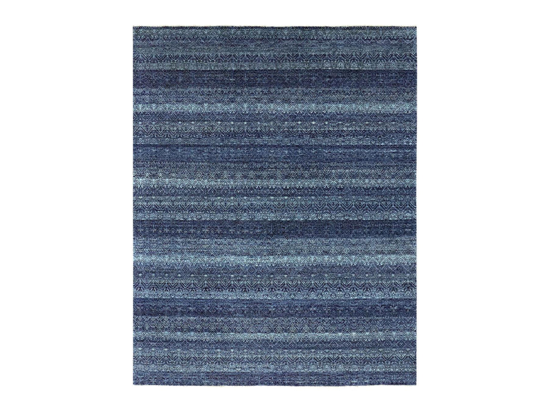 8'0" x 10'2" New Hand Knotted Blue Wool Rectangle Oriental Rug - MOA10279372