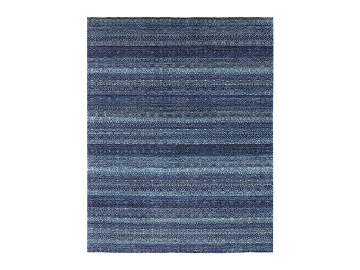 8'0" x 10'2" New Hand Knotted Blue Wool Rectangle Oriental Rug - MOA10279372
