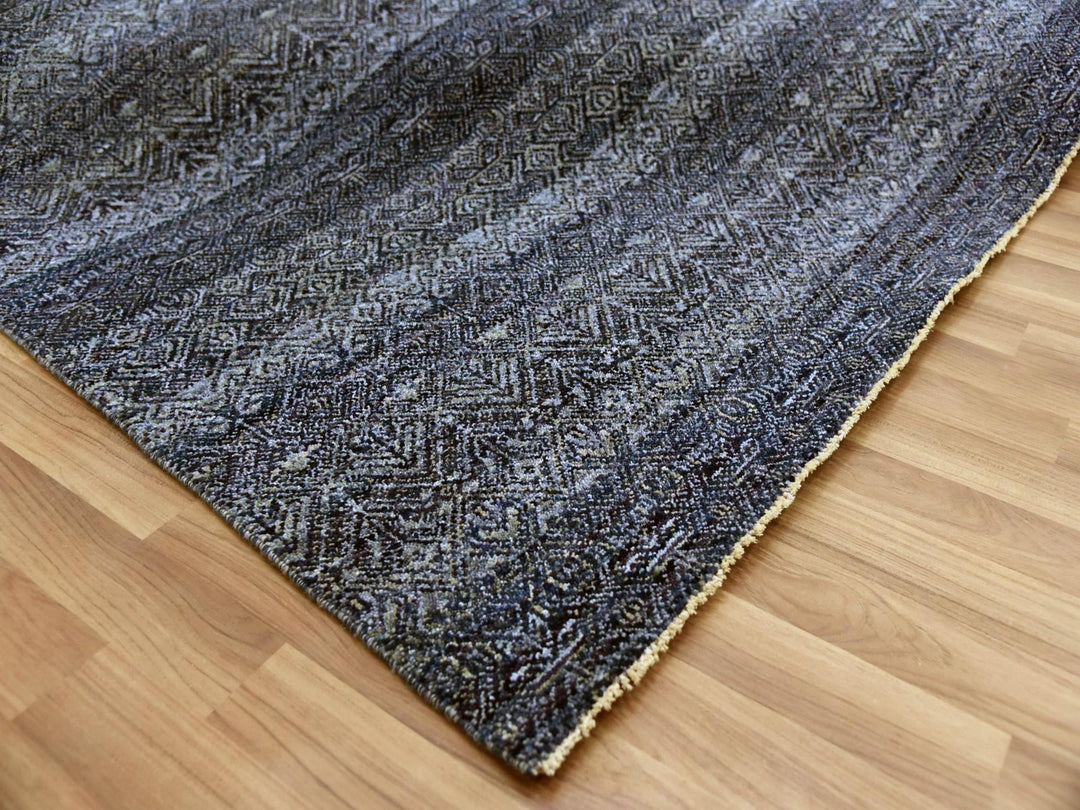 8'0" x 10'2" New Hand Knotted Blue Wool Rectangle Oriental Rug - MOA10279372