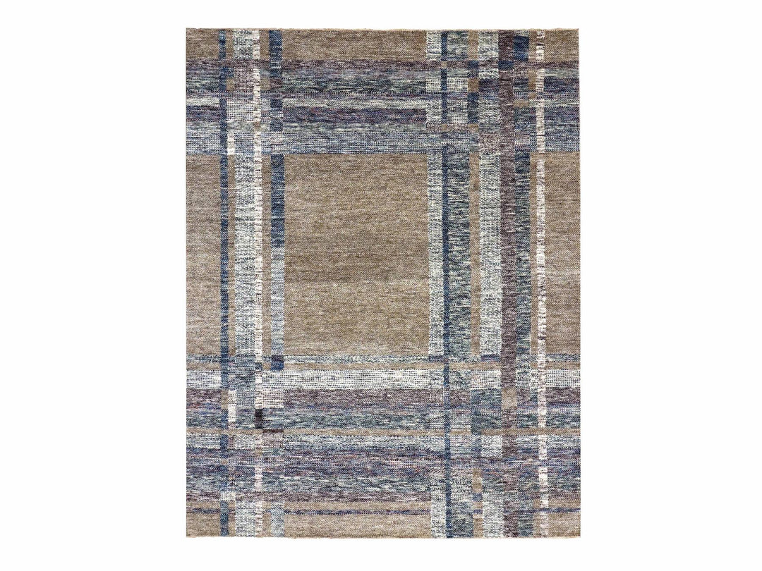8'2" x 10'2" New Hand Knotted Brown Wool Rectangle Oriental Rug - MOA10279378