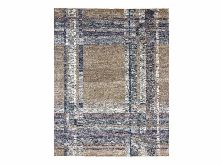 8'2" x 10'2" New Hand Knotted Brown Wool Rectangle Oriental Rug - MOA10279378