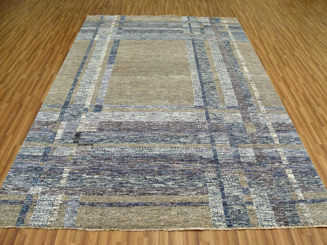 8'2" x 10'2" New Hand Knotted Brown Wool Rectangle Oriental Rug - MOA10279378