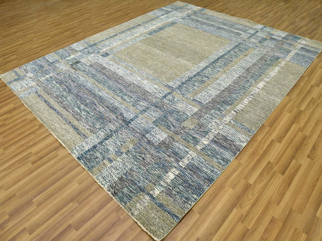 8'2" x 10'2" New Hand Knotted Brown Wool Rectangle Oriental Rug - MOA10279378