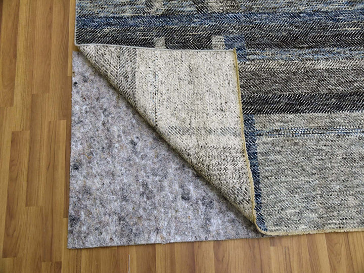 9'0" x 12'1" New Hand Knotted Grey Wool Rectangle Oriental Rug - MOA10279381
