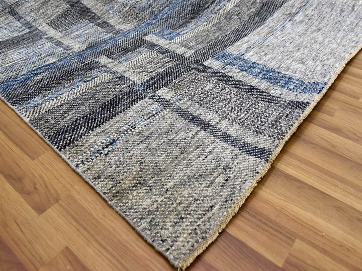 9'0" x 12'1" New Hand Knotted Grey Wool Rectangle Oriental Rug - MOA10279381