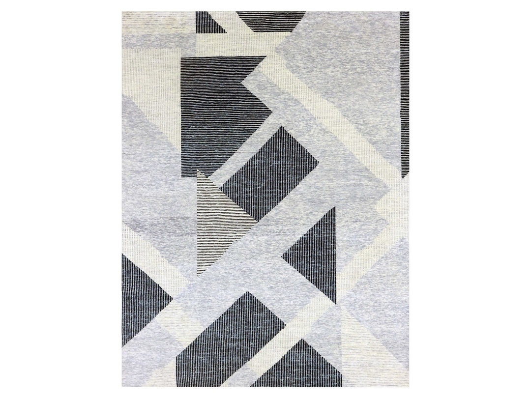 11'10" x 15'2" New Hand Knotted Grey Wool Rectangle Oriental Rug - MOA10279399