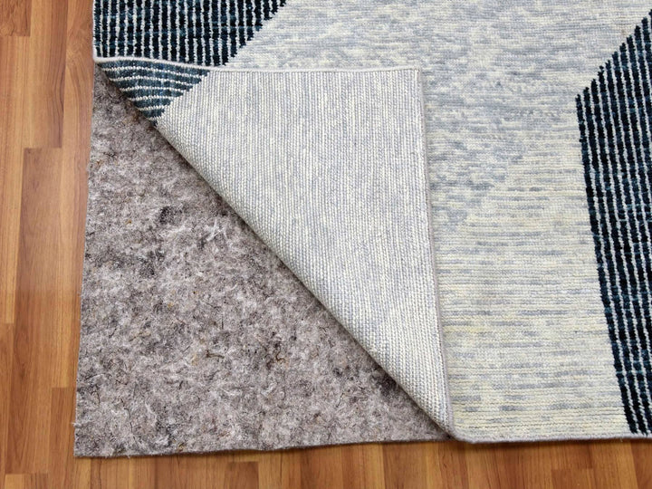 11'10" x 15'2" New Hand Knotted Grey Wool Rectangle Oriental Rug - MOA10279399