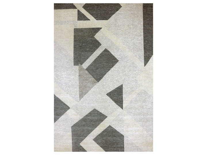 12'1" x 18'0" New Hand Knotted Grey Wool Rectangle Oriental Rug - MOA10279401