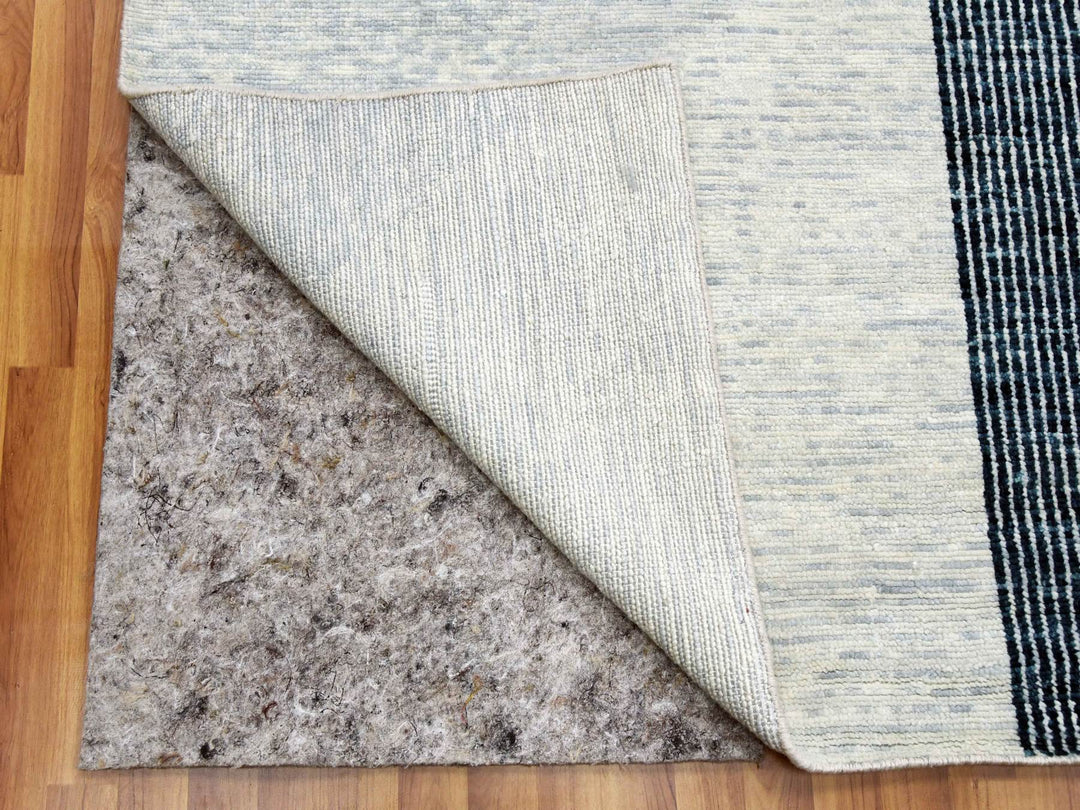 12'1" x 18'0" New Hand Knotted Grey Wool Rectangle Oriental Rug - MOA10279401