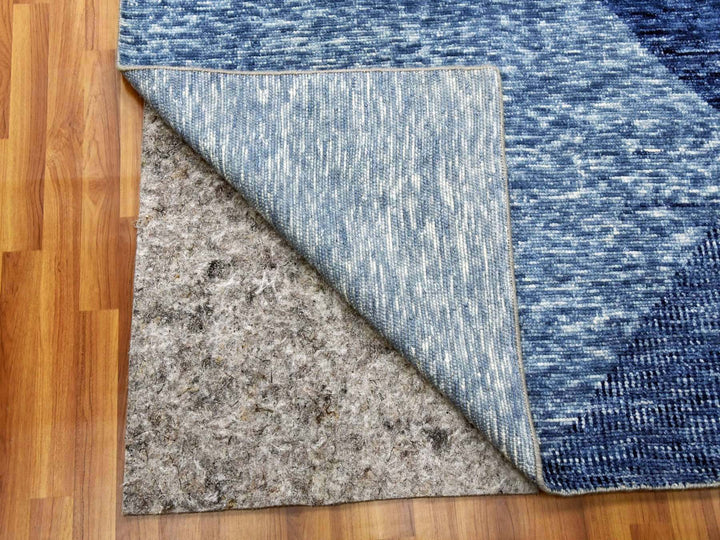 12'2" x 18'3" New Hand Knotted Blue Wool Rectangle Oriental Rug - MOA10279405