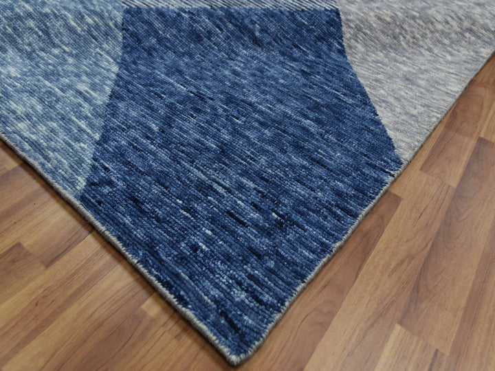 12'2" x 18'3" New Hand Knotted Blue Wool Rectangle Oriental Rug - MOA10279405