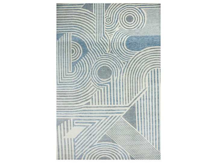 12'2" x 18'4" New Hand Knotted Blue Wool Rectangle Oriental Rug - MOA10279409