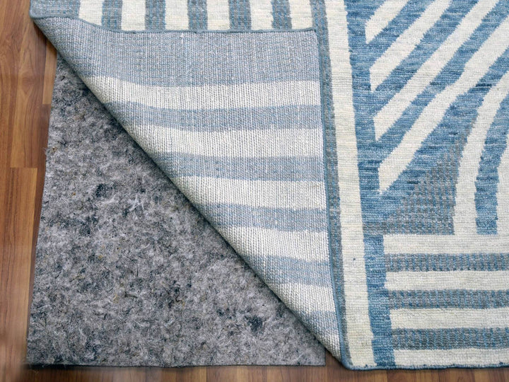 12'2" x 18'4" New Hand Knotted Blue Wool Rectangle Oriental Rug - MOA10279409