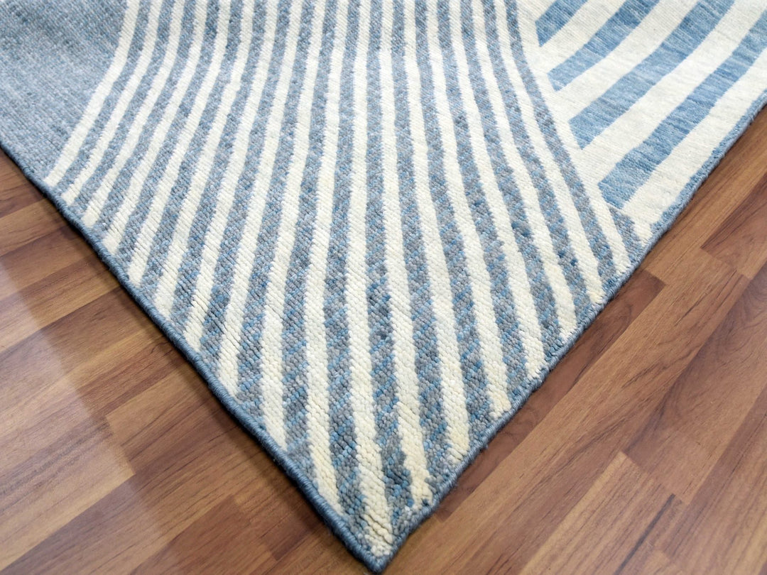 12'2" x 18'4" New Hand Knotted Blue Wool Rectangle Oriental Rug - MOA10279409