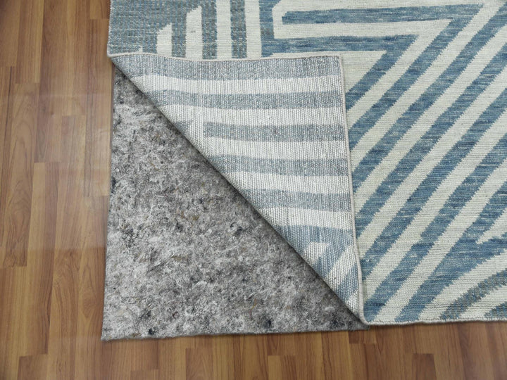 9'1" x 12'1" New Hand Knotted Blue Wool Rectangle Oriental Rug - MOA10279411