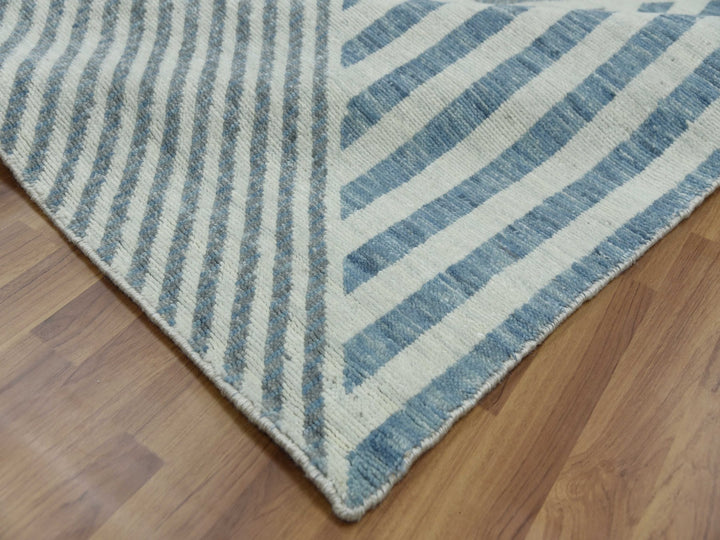 9'1" x 12'1" New Hand Knotted Blue Wool Rectangle Oriental Rug - MOA10279411