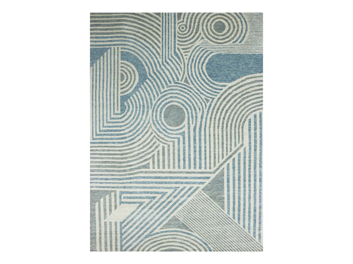 10'1" x 14'0" New Hand Knotted Blue Wool Rectangle Oriental Rug - MOA10279412