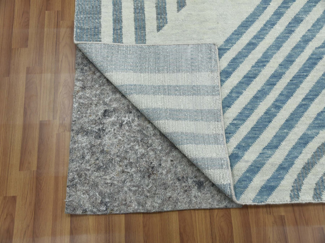 10'1" x 14'0" New Hand Knotted Blue Wool Rectangle Oriental Rug - MOA10279412