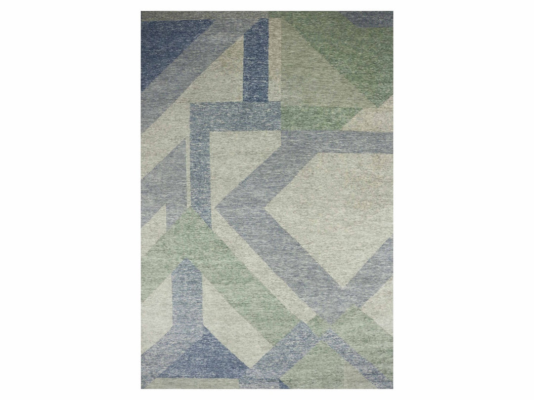 12'2" x 18'3" New Hand Knotted Green Wool Rectangle Oriental Rug - MOA10279414