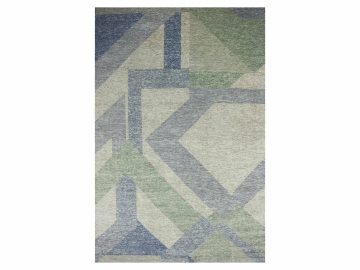 12'2" x 18'3" New Hand Knotted Green Wool Rectangle Oriental Rug - MOA10279414