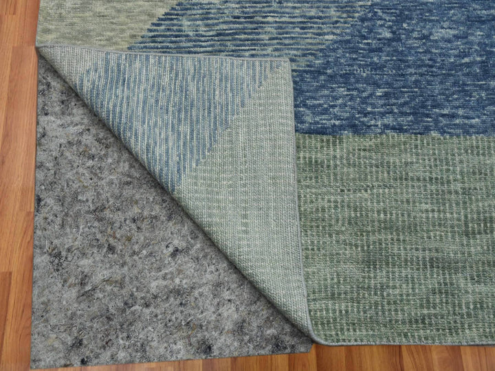 12'2" x 18'3" New Hand Knotted Green Wool Rectangle Oriental Rug - MOA10279414