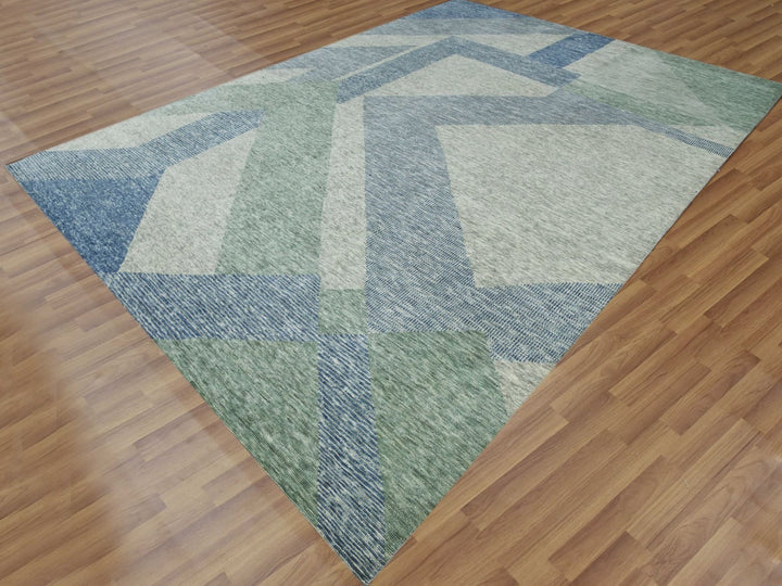 10'0" x 14'0" New Hand Knotted Green Wool Rectangle Oriental Rug - MOA10279416