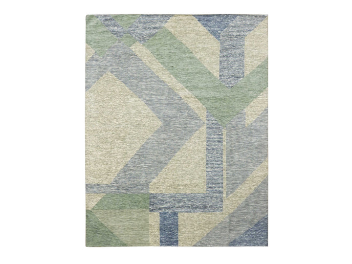 8'2" x 10'4" New Hand Knotted Green Wool Rectangle Oriental Rug - MOA10279418