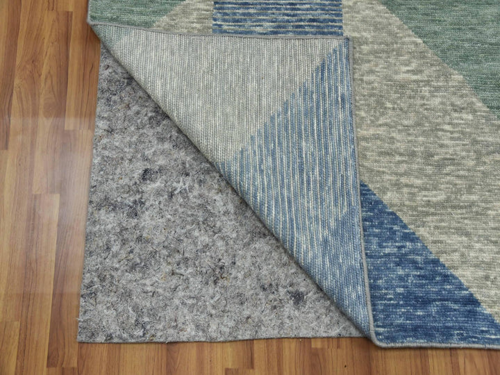 8'2" x 10'4" New Hand Knotted Green Wool Rectangle Oriental Rug - MOA10279418