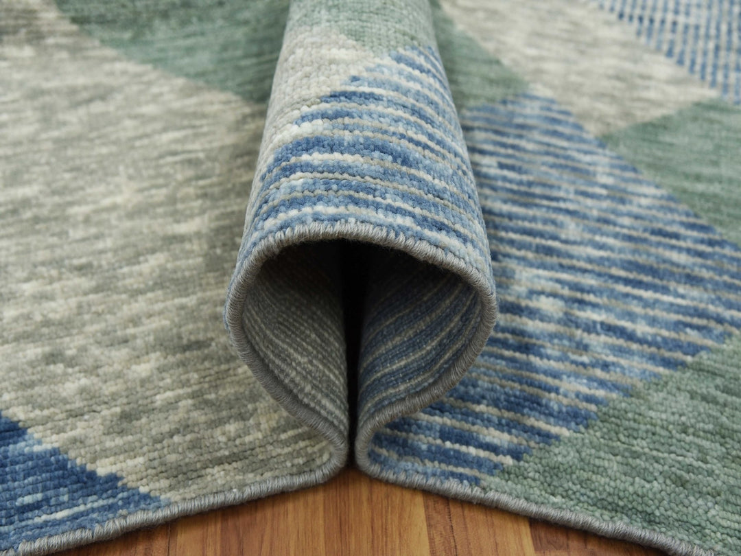 8'2" x 10'4" New Hand Knotted Green Wool Rectangle Oriental Rug - MOA10279418