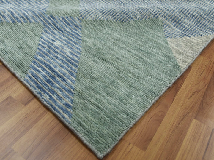 8'2" x 10'4" New Hand Knotted Green Wool Rectangle Oriental Rug - MOA10279418