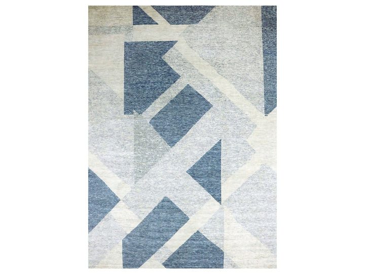 12'1" x 18'4" New Hand Knotted Blue Wool Rectangle Oriental Rug - MOA10279420