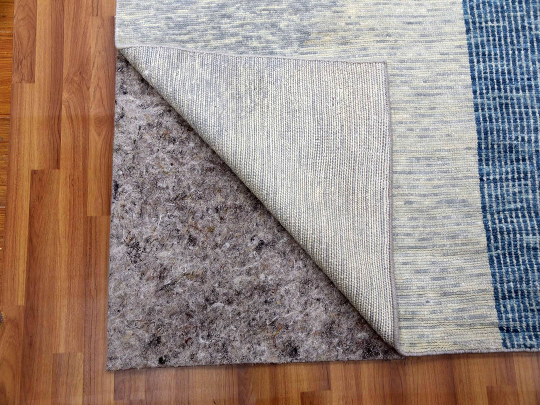 12'1" x 18'4" New Hand Knotted Blue Wool Rectangle Oriental Rug - MOA10279420