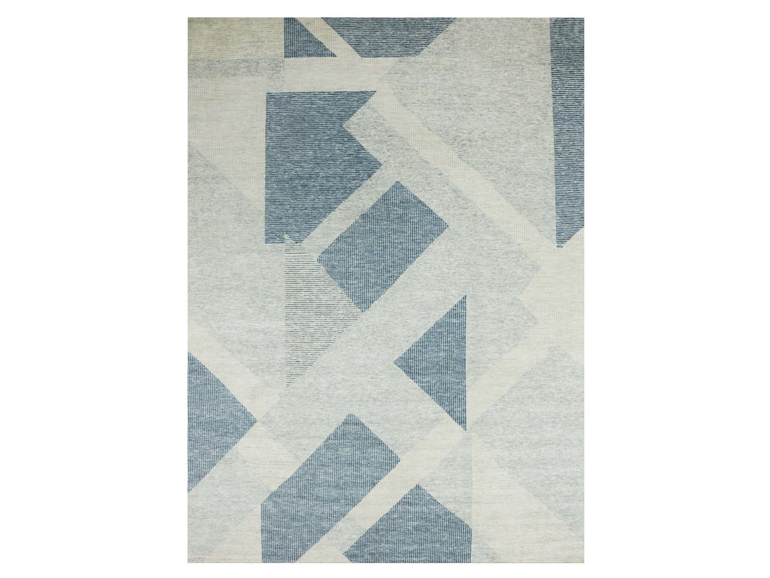 9'2" x 12'0" New Hand Knotted Blue Wool Rectangle Oriental Rug - MOA10279421