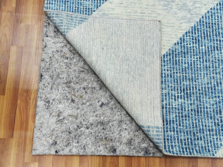 9'2" x 12'0" New Hand Knotted Blue Wool Rectangle Oriental Rug - MOA10279421