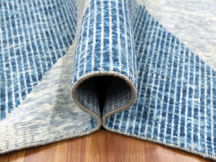 9'2" x 12'0" New Hand Knotted Blue Wool Rectangle Oriental Rug - MOA10279421