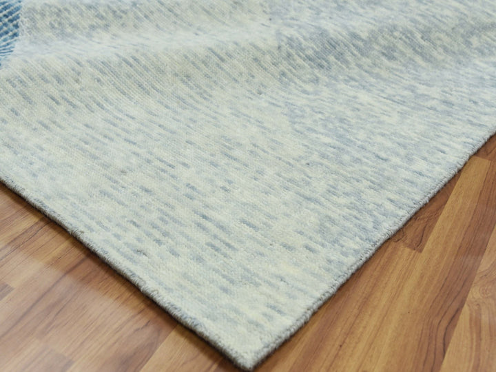 9'2" x 12'0" New Hand Knotted Blue Wool Rectangle Oriental Rug - MOA10279421