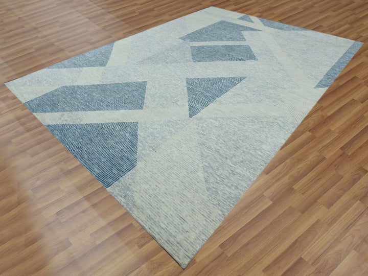10'2" x 14'2" New Hand Knotted Blue Wool Rectangle Oriental Rug - MOA10279422